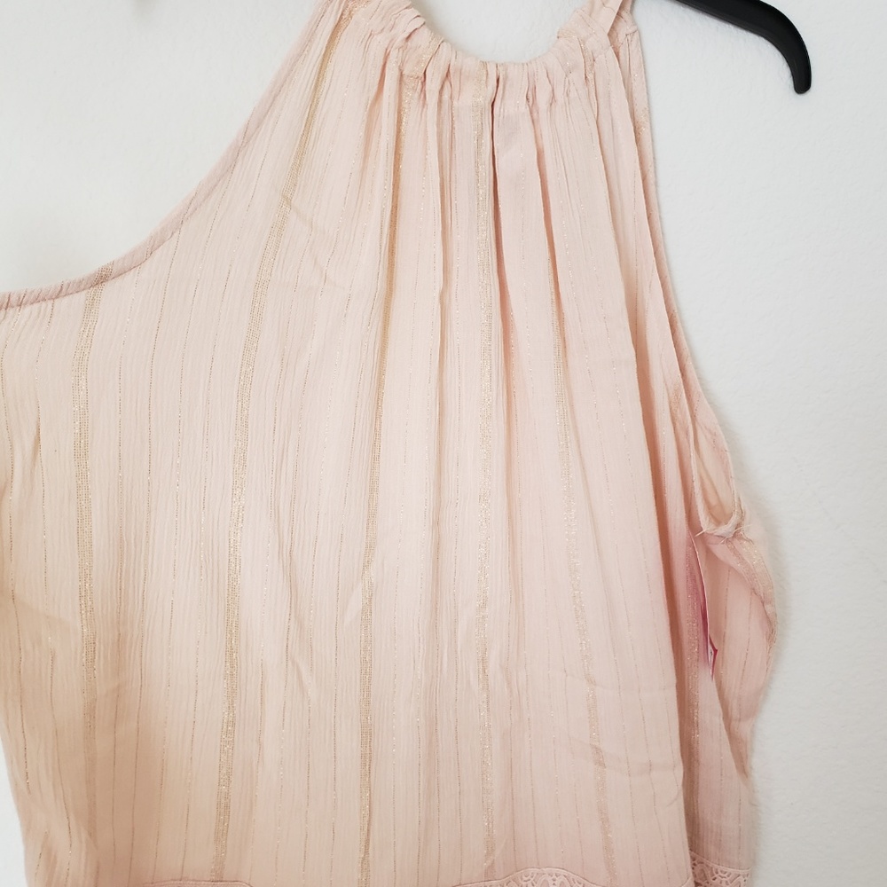 Xhilaration Tan and Gold Stripped Top Size XL